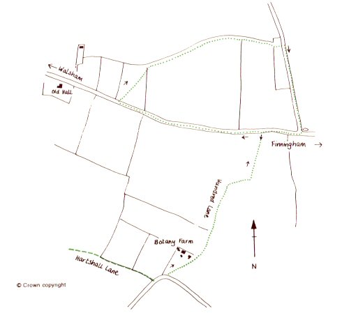 Map of hundred lane walk around Walsham-le-Willows