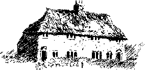 Black and white line drawing of Brook Farm Cottages