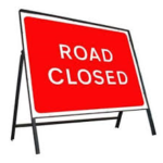 red road closed sign