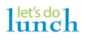 let's do lunch logo, green and blue text