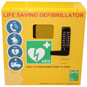 yellow automated electronic defibrillator device