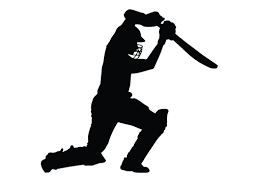 black and white graphic of cricketer in action