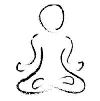 stylised line drawing of a person meditating