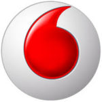 vodafone logo which is a red apostrophe inside and gradated gray circle