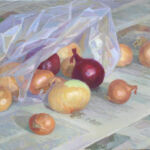 Painting โOnionsโ by Diana Calvert